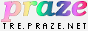 the word 'praze' filled with a pastel rainbow gradient, with tre.praze.net written underneath