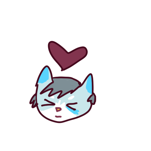 small doodle of auxil with eyes squeezed shut and heart shape above their head